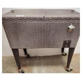 Wicker Style Rolling Cooler with Drain Spout
