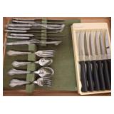 Flatware and Steak Knife Set, Stainless Steel