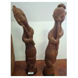 32in Wood Carvings of Flute Players