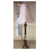 Floor Lamp with Fabric Shade and Ornate Base