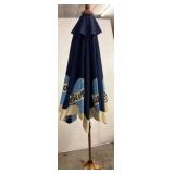 Blue Patio Umbrella with Star-Shaped Base