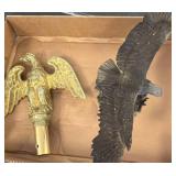 Two Metal Eagle Sculptures, Gilded and Bronze-Tone