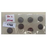 7 U.S. Half Dollar Coins in Plastic Sleeve