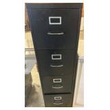 Black Metal Four-Drawer Filing Cabinet