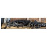 Metal Shelving, Fan, and Leather Harness Straps