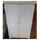 White Wooden Cabinet With Louvered Doors