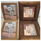 Four Framed Floral Artworks in Mixed Frames