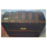 Wood and Metal-Bound Dome-Top Trunk