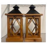 Wood and Metal Lanterns with Glass Panels