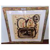 Framed Abstract Art With Mixed Media Elements w3