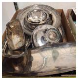 Box Lot of Mixed Silver-Plated Tableware