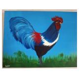 Acrylic Rooster Painting Signed by Artist Dudek