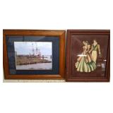 Two Framed Prints: Turner Art and Ship Scene