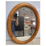 Oval Wood-Framed Wall Mirror