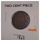 1868 U.S. Two-Cent Piece in Holder