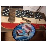 Patriotic USA Sign and Porcelain Collector Plate