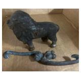 Cast Metal Lion Figurine and Decorative Hook