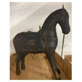 Painted Metal Horse Figurine with Chain Reins