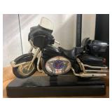 Motorcycle-Themed Table Clock on Black Base