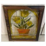 Stained Glass Panel with Floral Design