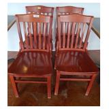 Four Wooden Dining Chairs with Slat Backs