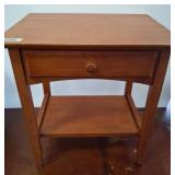 Wooden Side Table with Drawer and Lower Shelf