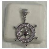 Sterling Silver Nautical Pendant with Crystals