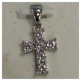 925 Silver Cross Pendant with Clear Stones