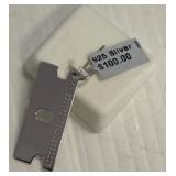 Sterling Silver Razor Blade Charm Pendant