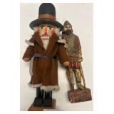 Wood Nutcracker and Hand-Carved Figurine