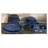 Blue Ceramic Dinnerware With Floral Motif