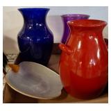 Glass Vases and Decorative Dish Assortment