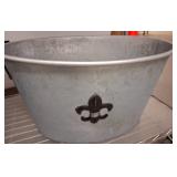 Galvanized Metal Tub with Fleur-de-Lis Emblem