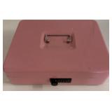 Pink Metal Cash Box with Storage Compartments