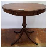 Wood Pedestal Side Table with Drawer, 26x18x26
