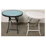 Two Folding Round Patio Tables