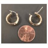 Gold-Tone Hoop Earrings with Engraved Pattern