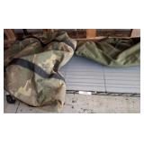Camouflage and Green Duffle Bags