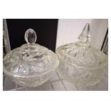 Clear Pressed Glass Lidded Candy Dishes