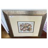 Framed Floral Artwork with Decorative Matting