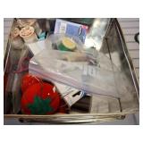Metal Box with Sewing Supplies