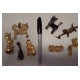 Gold-Tone Cat-Shaped Brooches