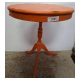Orange Painted Round Pedestal Side Table