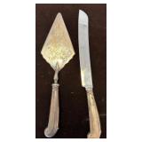 Cake Server and Knife Set with Engraved Details