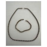 Sterling Necklace and Bracelet with 14K Overlay