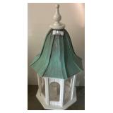 White Wood Birdhouse With Roof, 34"