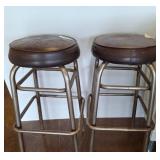 Metal Frame Stools with Brown Cushions