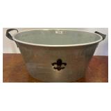 Galvanized Tub With Handles, Fleur-De-Lis Detail