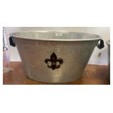 Galvanized Metal Tub with Fleur-de-Lis Design