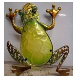 Metal Frog Wall Decor with Green Glass Body